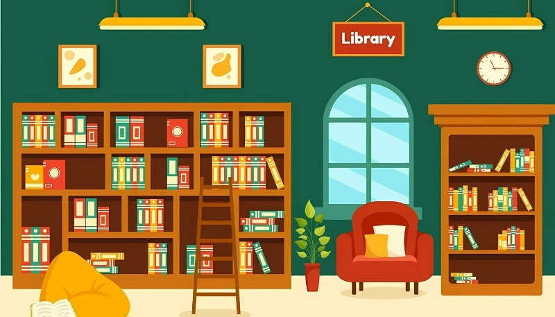 ảnh nền kệ sách 3D minh bạch