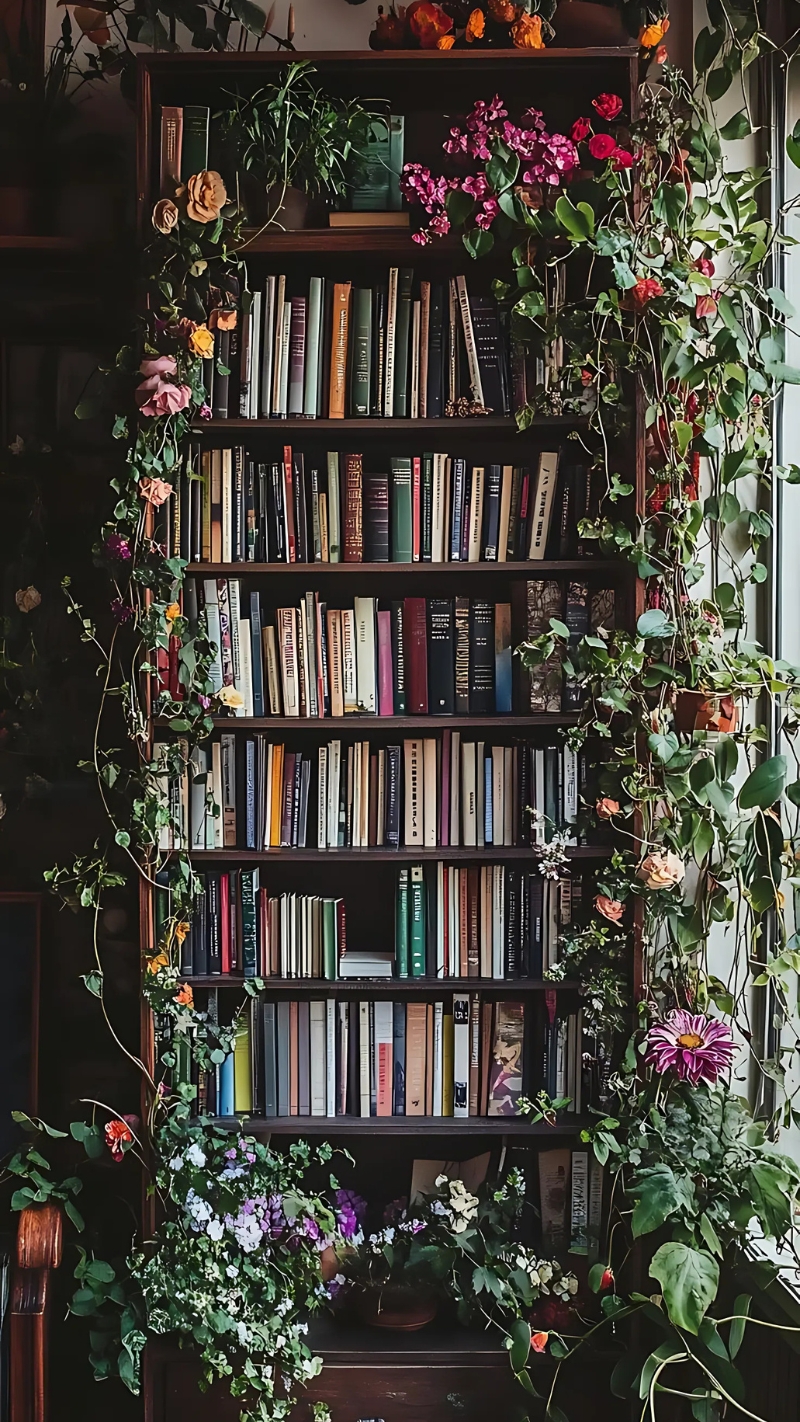 ảnh nền kệ sách 3D sang chảnh