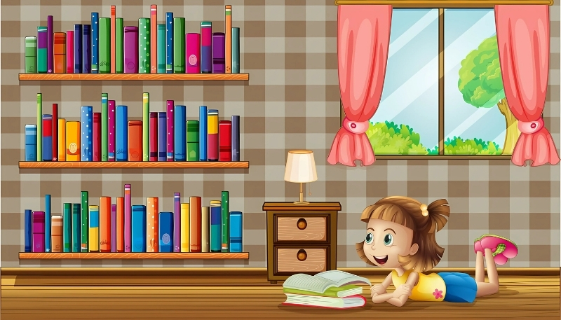 ảnh nền kệ sách 3D sang trọng