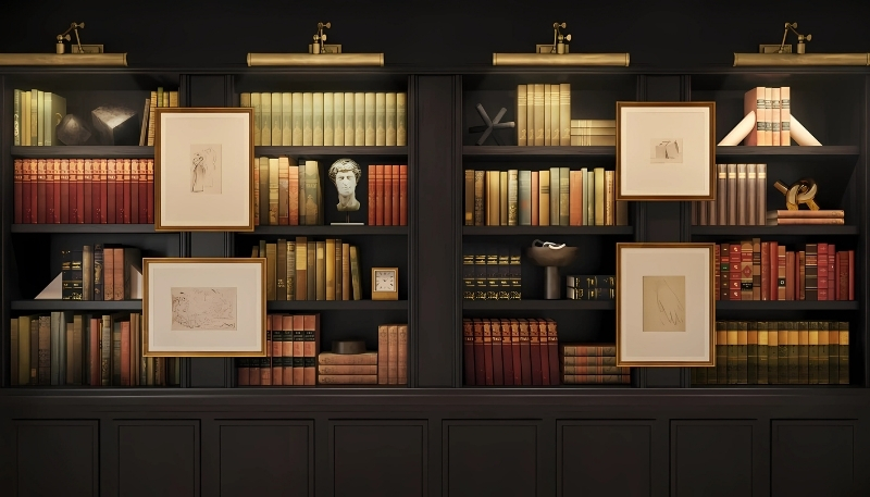 ảnh nền kệ sách 4k màu sắc tinh