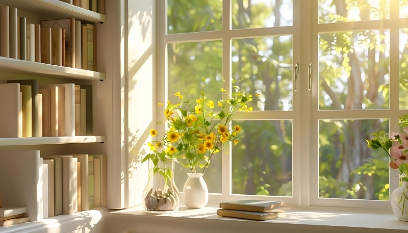 ảnh nền kệ sách 4k nghệ thuật