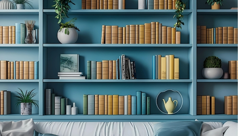 ảnh nền kệ sách 4k nổi bật