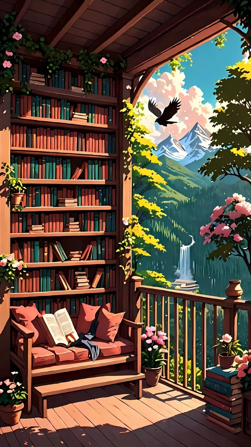 ảnh nền kệ sách chất lượng cao màu sắc