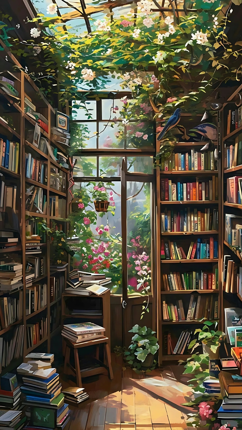 ảnh nền kệ sách chất lượng cao nhiều tầng