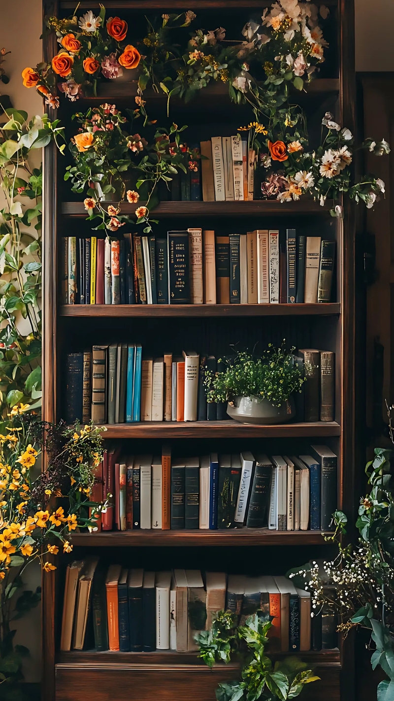 ảnh nền kệ sách chất lượng cao nổi bật
