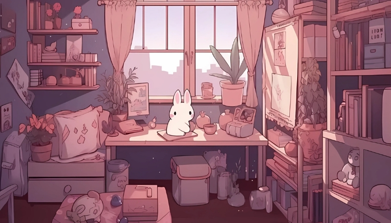 ảnh nền kệ sách màu hồng cực đẹp