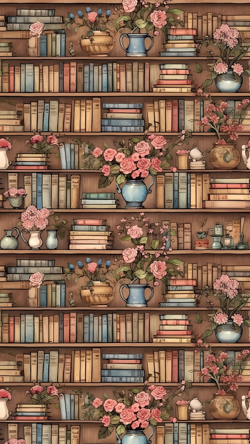 ảnh nền kệ sách màu hồng hiện đại