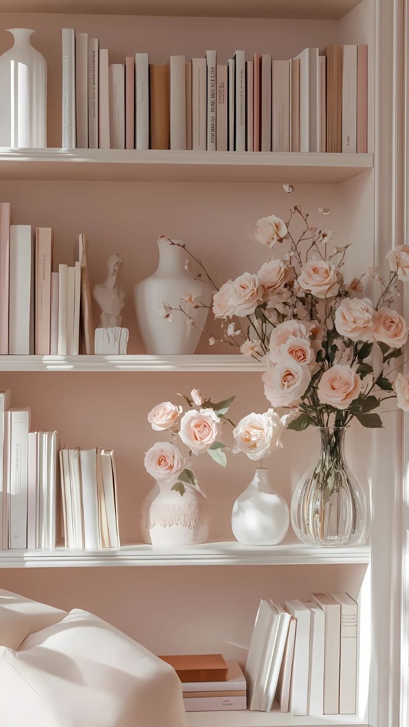 ảnh nền kệ sách màu hồng màu nhất