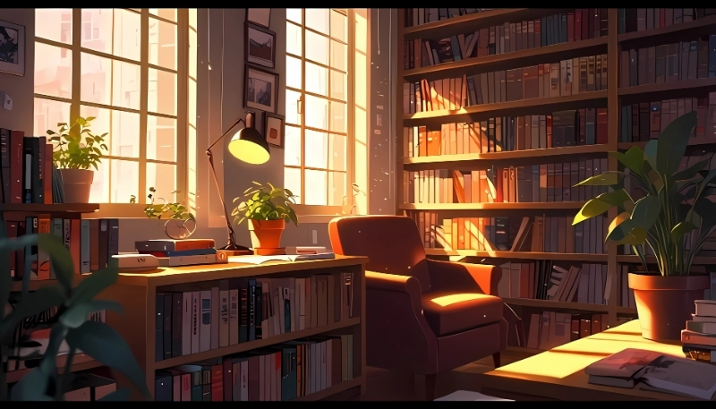 ảnh nền kệ sách màu hồng thu hút