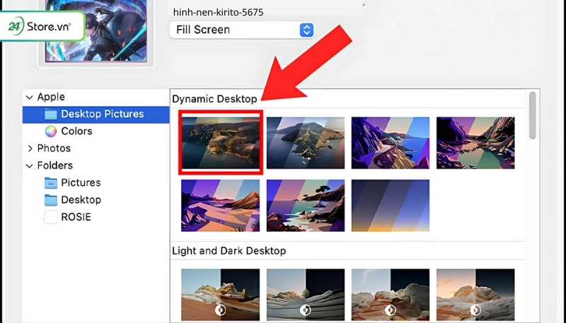 cài đặt hình nền kirito cho macOS