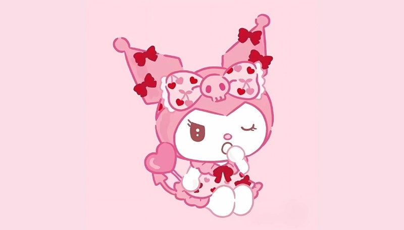 Ảnh kuromi màu hồng vui vẻ