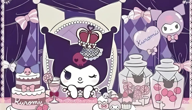 Ảnh nền bữa tiệc sinh nhật kuromi cực đẹp