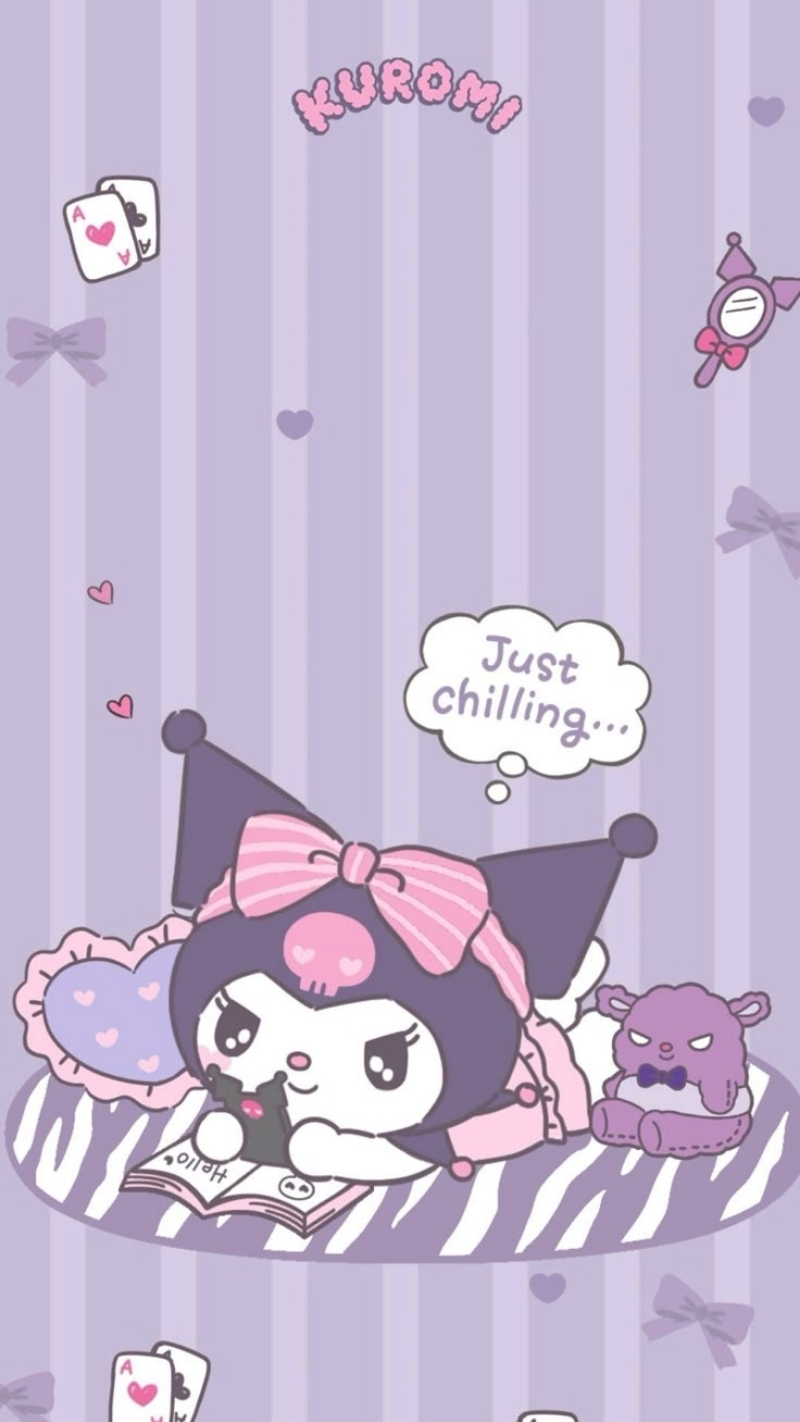 Ảnh nền kuromi điện thoại nằm chill