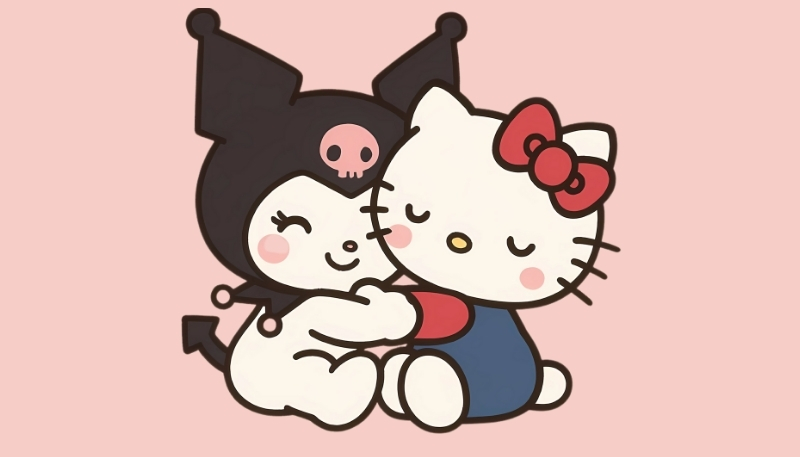 Ảnh nền kuromi và hello kitty dễ thương