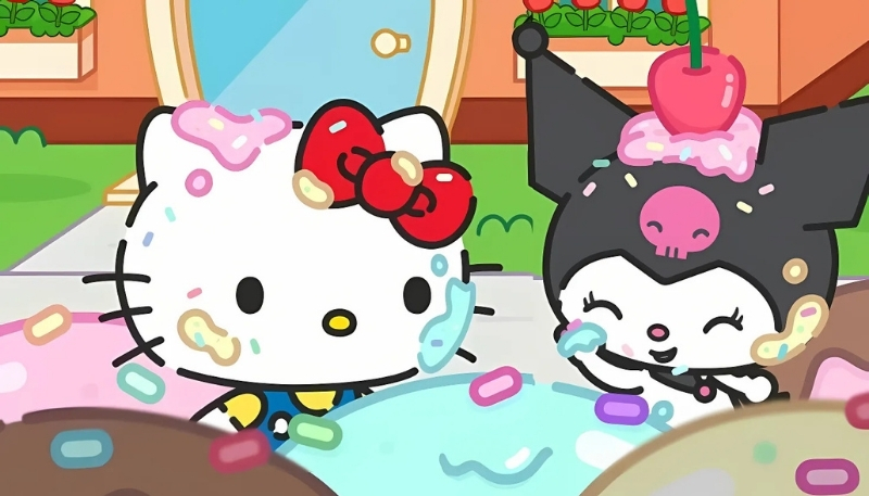 Ảnh nền kuromi và hello kitty vui vẻ