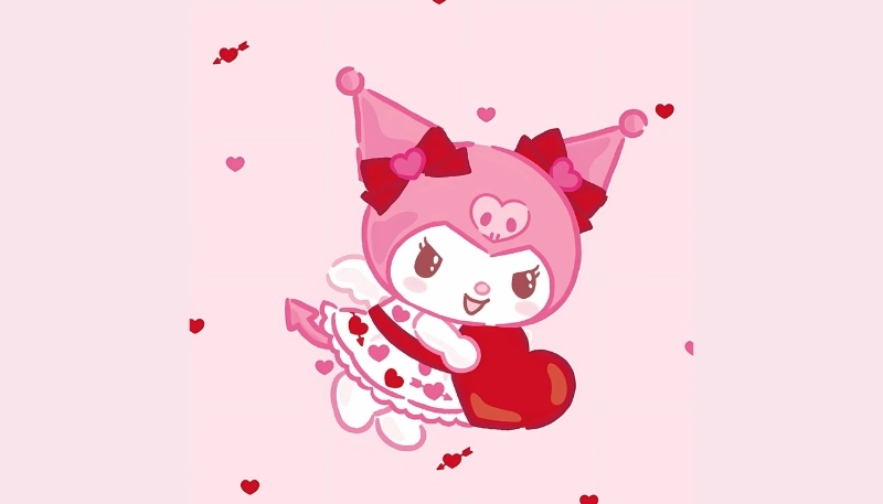 Tải ngay ảnh nền kuromi màu hồng cực đáng yêu