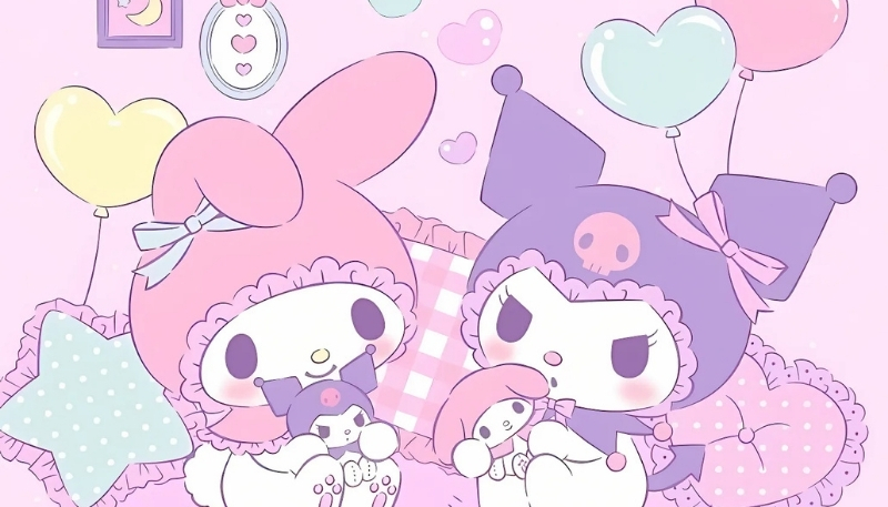 Tải nhanh ảnh kuromi và cinnamoroll tiệc ngủ