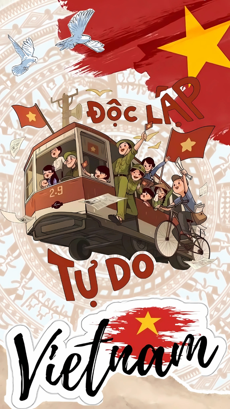 ảnh nền lá cờ việt nam bác hồ chú bộ đội đầy tự hào
