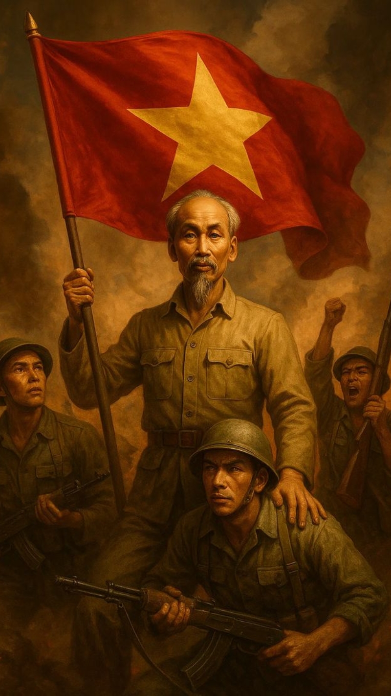 ảnh nền lá cờ việt nam bác hồ chú bộ đội đẹp nhất