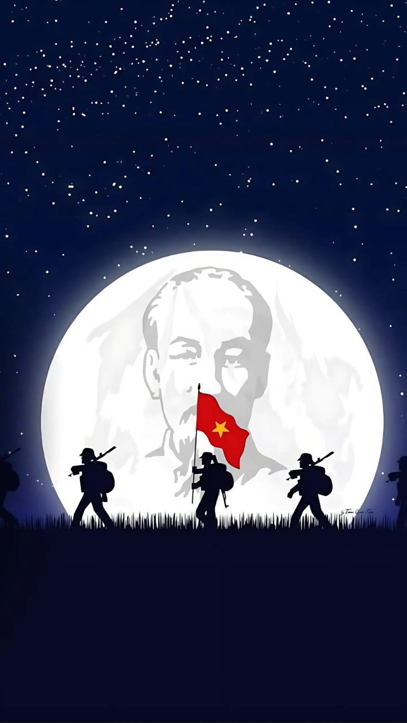 ảnh nền lá cờ việt nam bác hồ chú bộ đội tươi sáng