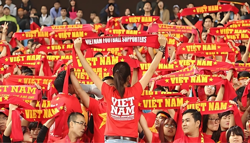 ảnh nền lá cờ việt nam sân vận động sắc nét