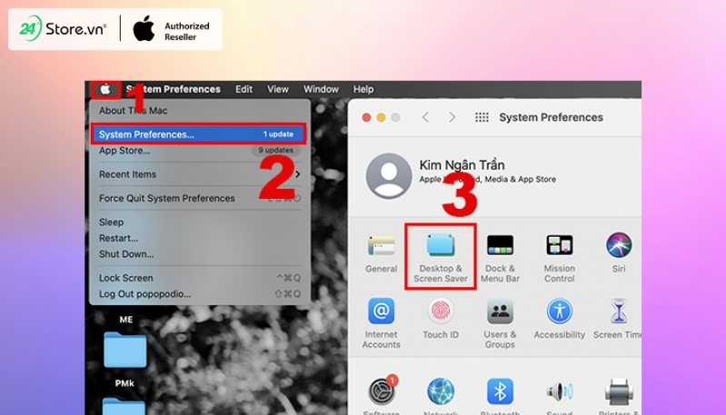 cách cài đặt màn hình macbook