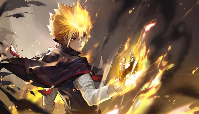 hình nền màu vàng anime cho máy tính