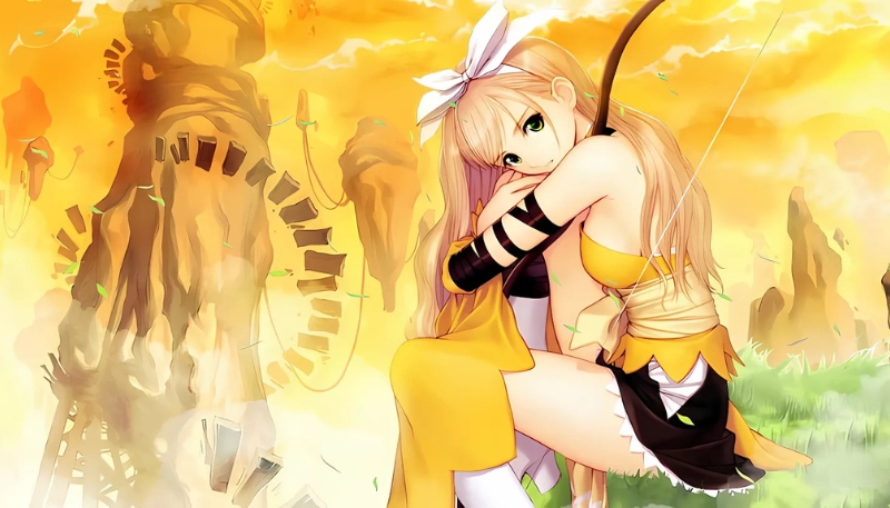wallpaper anime màu vàng 4K