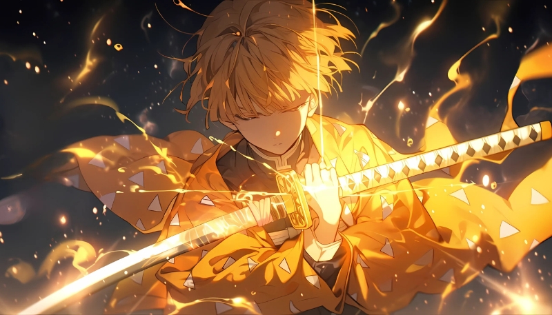 wallpaper anime màu vàng 4K