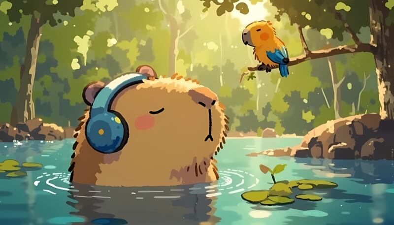 ảnh máy tính bảng capybara chill