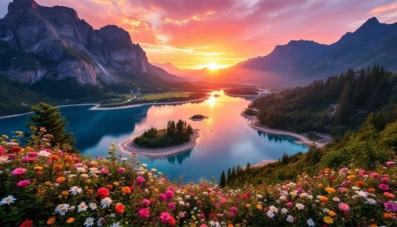 background máy tính bảng hồ rạng sáng 4K