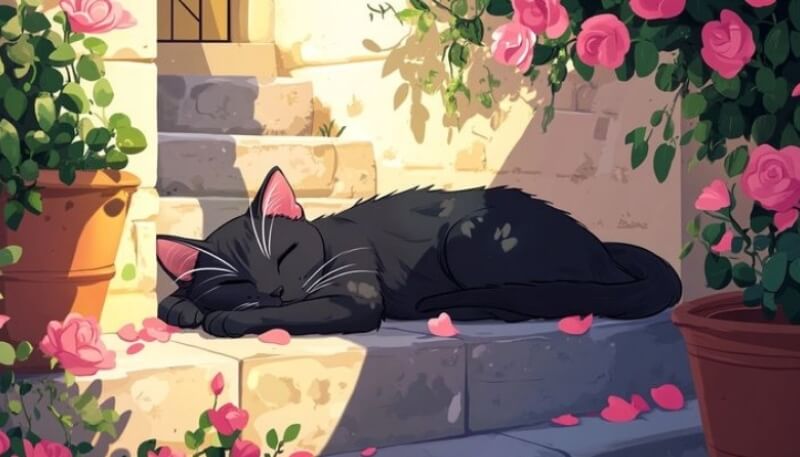 hình máy tính bảng mèo ngủ chill