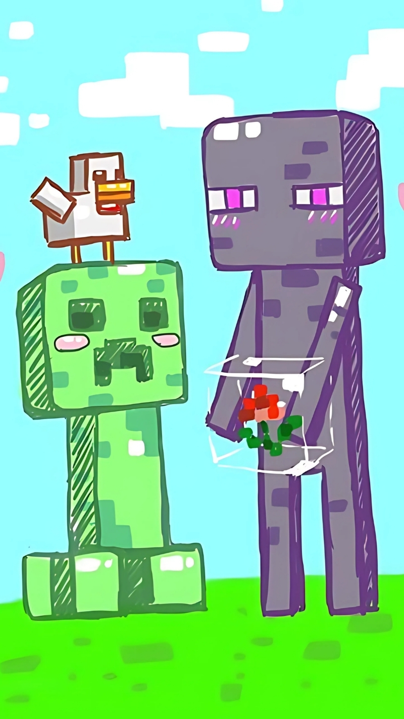 ảnh nền minecraft slenderman và creeper cute