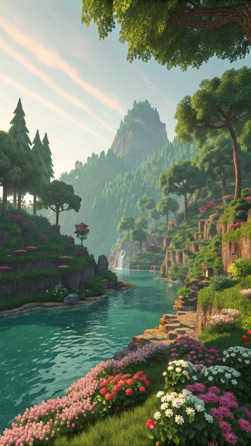 tải nhanh ảnh thiên nhiên minecraft 4k cực nét