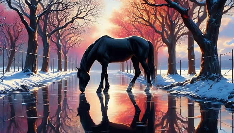 Ảnh nền ngựa 3D đen sang trọng cho máy