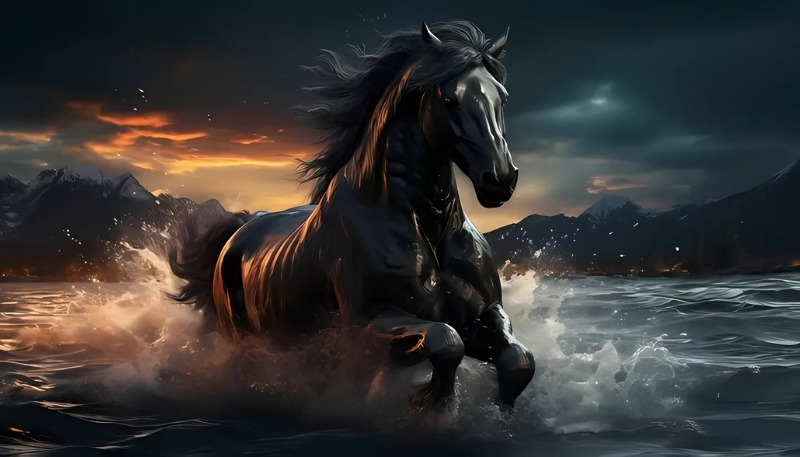 Ảnh nền ngựa 3D đen uy lực cho PC