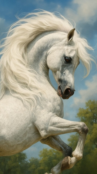 Ảnh nền ngựa 3D trắng cuốn hút cho smartphone