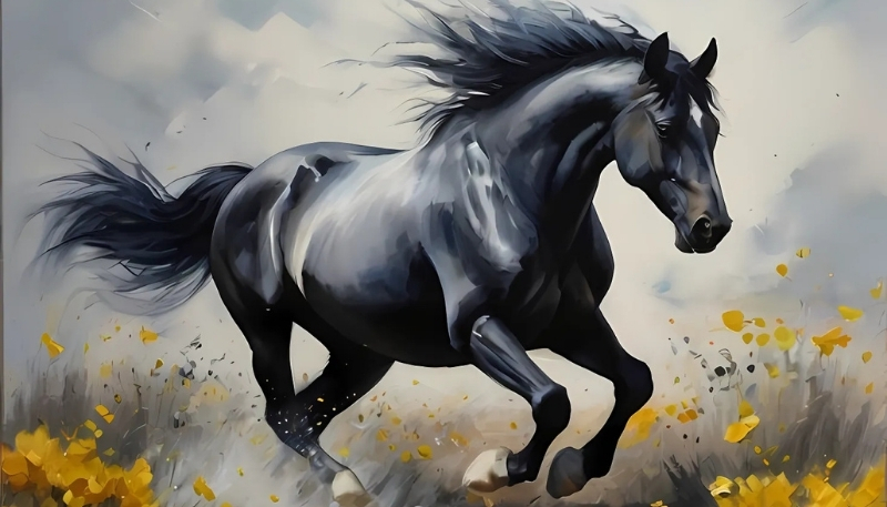 Ảnh ngựa 3D đen đẹp ấn tượng cho máy tính