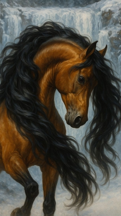 Ảnh ngựa 3D nâu rực rỡ cho di động