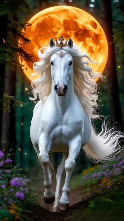 Ảnh ngựa 3D trắng uy lực cho điện thoại