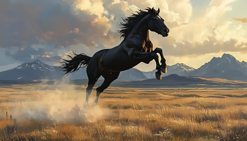 Hình nền ngựa 3D đen huy hoàng cho PC