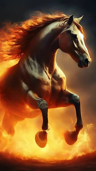 Hình nền ngựa 3D nâu huyền ảo cho máy