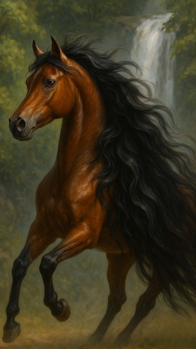 Hình nền ngựa 3D nâu quý phái cho smartphone