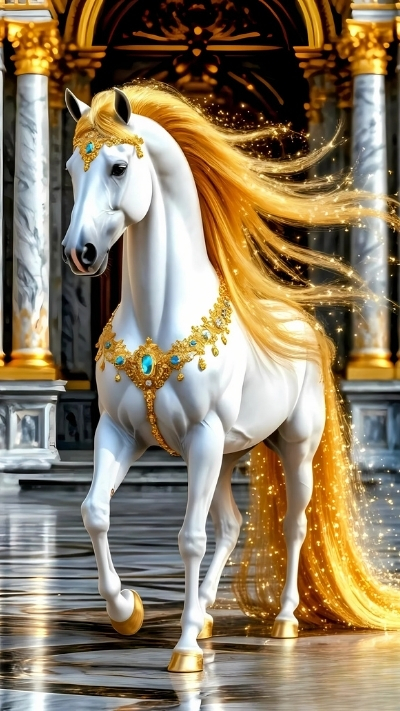 Hình nền ngựa 3D trắng huyền ảo cho máy