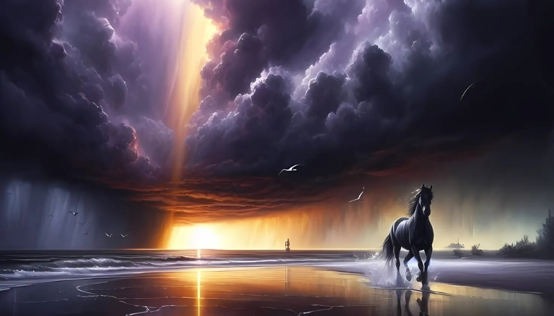 Hình ngựa 3D đen đẹp mắt cho máy tính