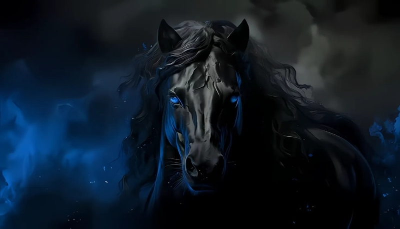 Hình ngựa 3D đen mạnh mẽ cho máy tính