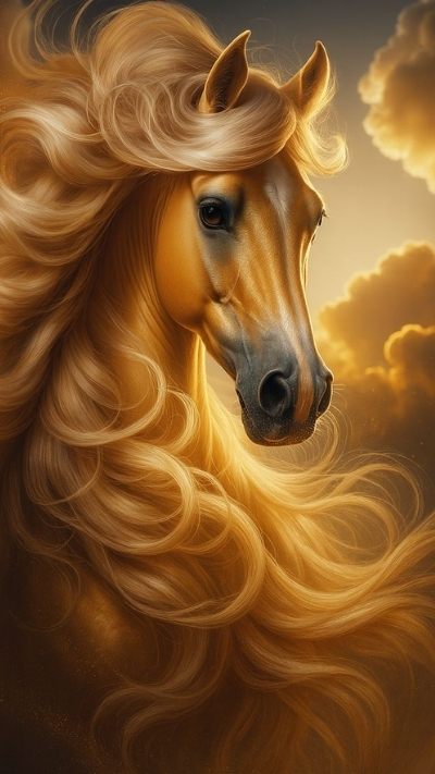 Hình ngựa 3D nâu lãng mạn cho di động