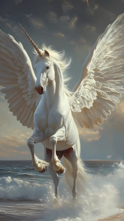 Hình ngựa 3D trắng huy hoàng cho điện thoại