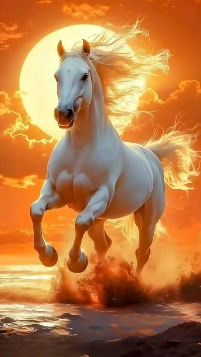 Hình ngựa 3D trắng tinh tế cho di động