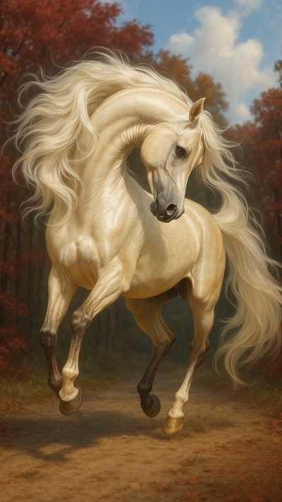 Hình ngựa 3D trắng uy nghi cho điện thoại